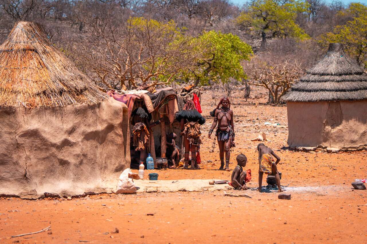 A Himba village in Kaokoland, Namibia